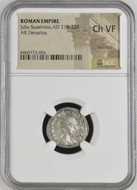 NGC Ch VF Julia Soaemias AR Denarius AD 218-222 Roman Empire Ancient Coin Brush