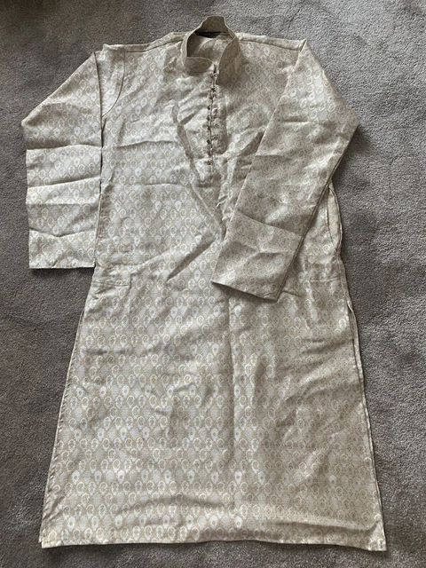 Banarsi Shirwani Da Uomo Oro/Crema Con Choori - Taglia S