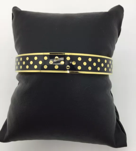 Kate Spade New York Black & Gold Polka Dot Hinged Bangle Bracelet