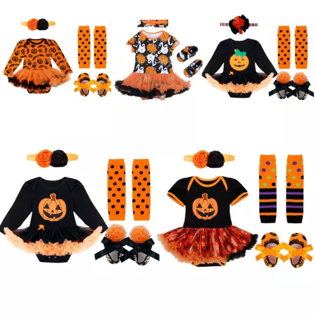 Neonato Baby Girls Zucca Romper Costume Outfits Vestito Halloween Infant Regali