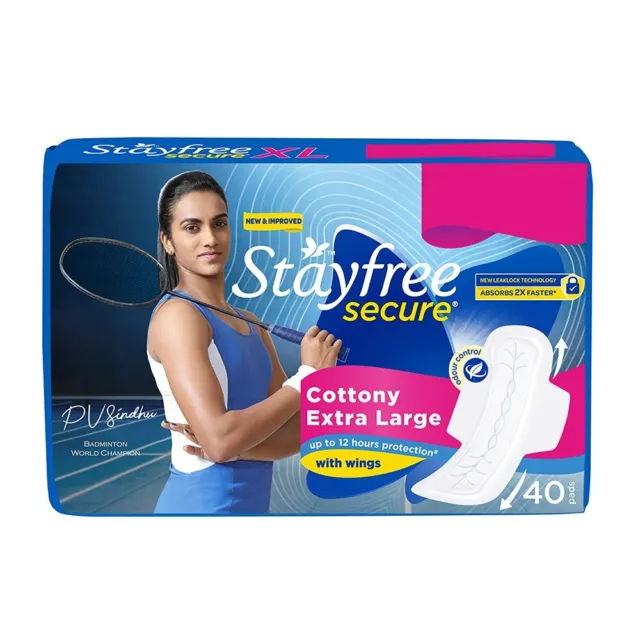 Stayfree Secure X-Large Cottony Morbido Cover Sanitari Pads - 40 Napkins Conte 1