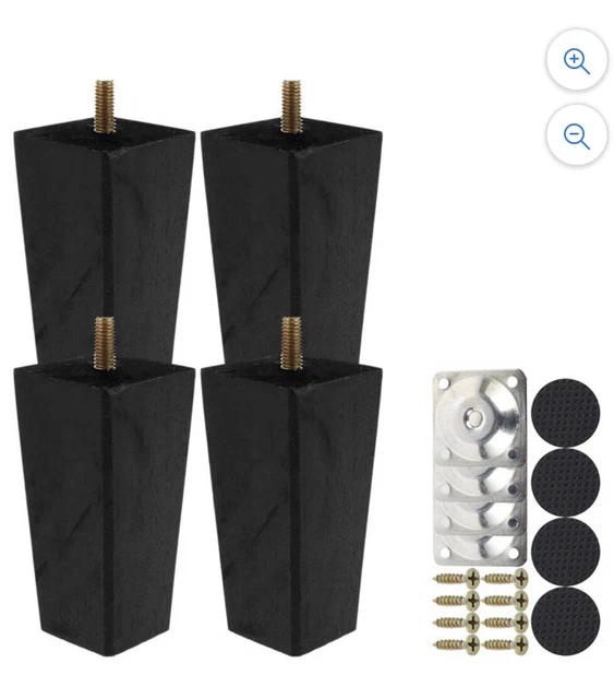 4x muebles de madera cuadrados cónicos de 4 pulgadas - patas para taburetes de cama sofá silla