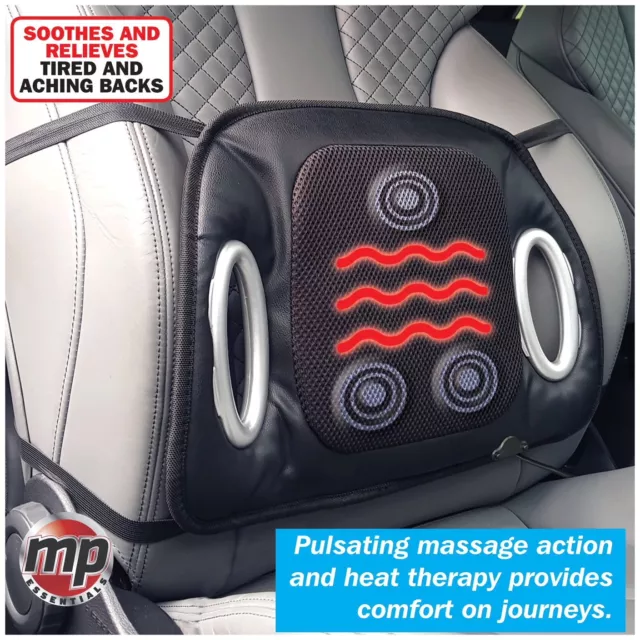 2 x Front Car 12V Heated Seat Cover Cushion with Lumbar Back Support & Massaging