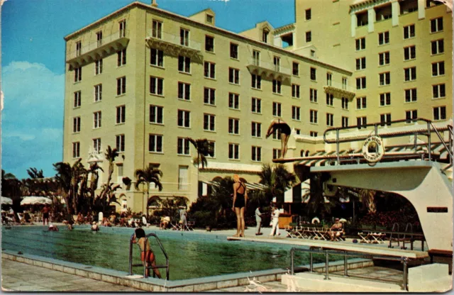 Vtg Palm Beach Florida FL Biltmore Hotel Swimming Pool 1950s Postcard