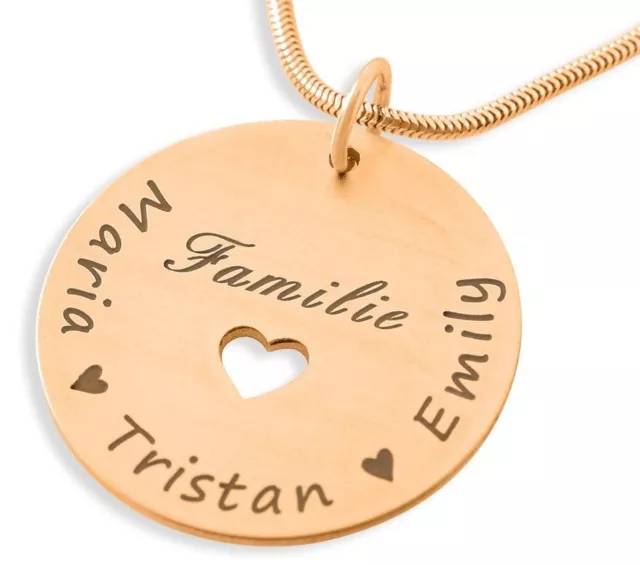 Kette roségold Gravur Namen Familien Schmuck Namenskette Geschenk Mama Familie