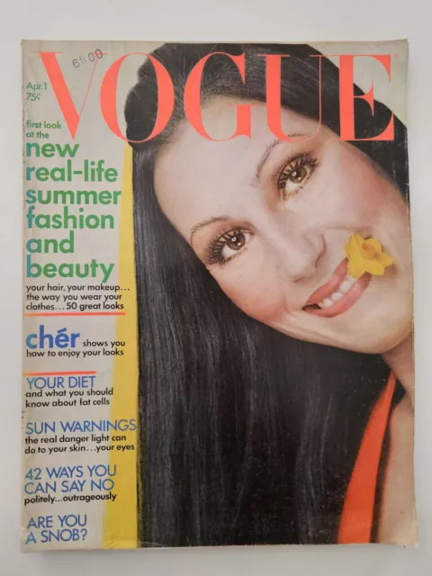 Magazine mode fashion VOGUE UK april 1 1972 Cher by Avedon with 6 missing pages