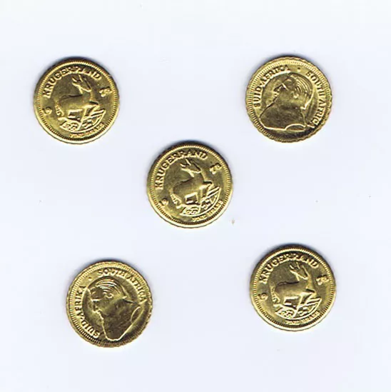 Lot de 5 PIÈCES OR KRUGERRAND 1978