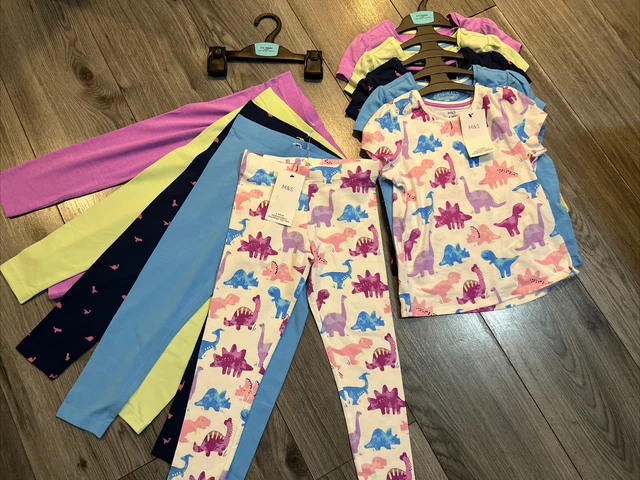 M&S girls age 5-6 tops and leggings sets 5 matching outfits BNWT