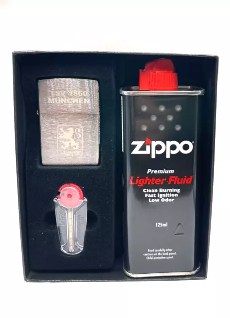 Zippo TSV 1860 München Chrom Brushed - Geschenkset - Offizielle Fan-Edition