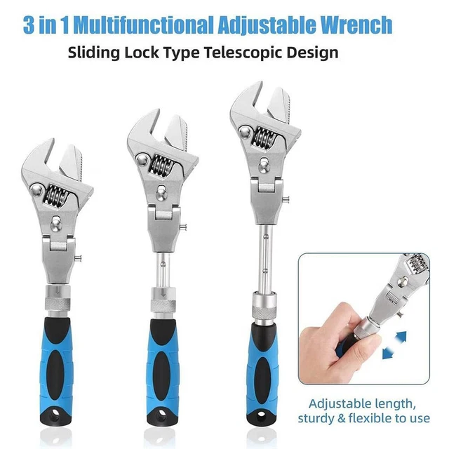 10INCH 5 IN 1 Adjustable Torque Wrench Ratchet 180 Degree Tool; Folding