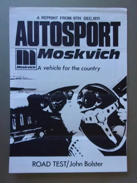 MOSKVICH 412 SALOON orig 1971 UK Mkt Road Test Brochure from Autosport Magazine