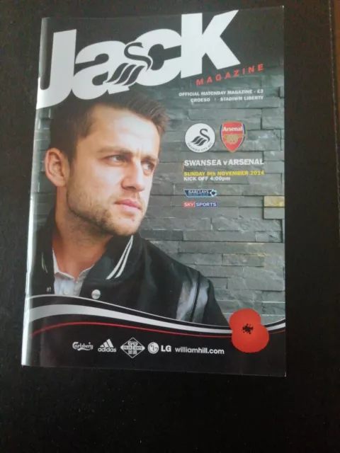 Swansea City V Arsenal. 9.11.2014 Match Day Programme