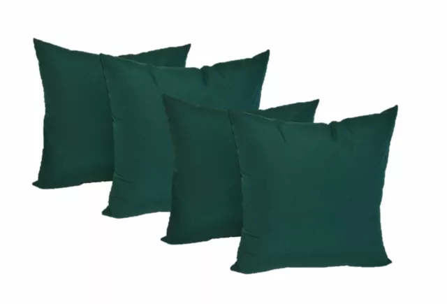 Set of 4 ~ 20" Square Solid Hunter Green Indoor Outdoor Decorative Throw Pillows