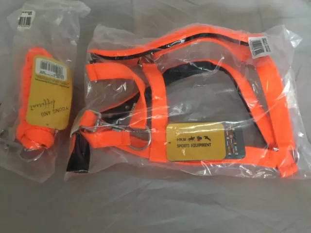 HKM Stars Softice Padded Headcollar & Leadrope Set - Neon Orange - Cob & Full 3