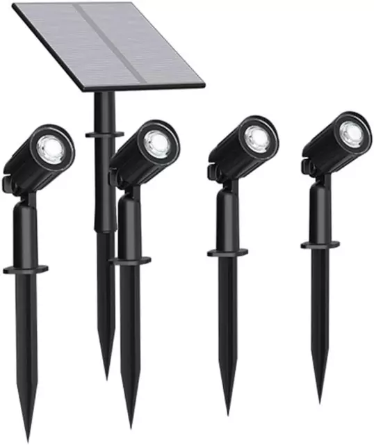 Spot LED Solaire Extérieur, 4 Pack Lampe De Jardin 1200LM, Étanche IP65 Éclairag