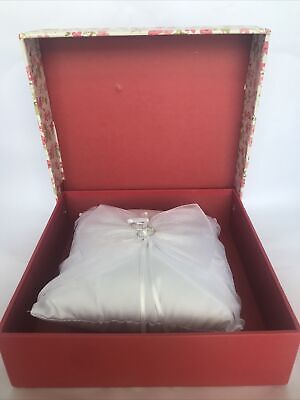 Hermosa almohada anillo de bodas con caja original almohada blanca y cinta 7X7