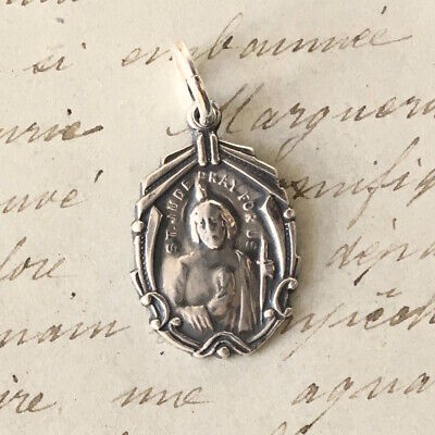 St Jude Thaddeus Medal - Patron of lost causes - Sterling Silver Antique Replica
