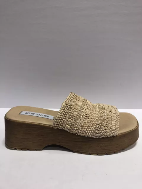 Steve Madden Women’s Settled, Natural Platform Sandals, Size 10M