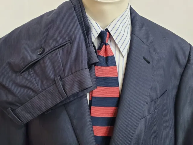ARMANI COLLEZIONI G LINE Men Suit 46R  Blue Striped 2 Button Wool Pant 38W Italy 2