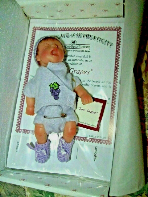Ashton Drake/ Dorothy Steven  So Truly Real "Sour Grapes"  Nib With Coa