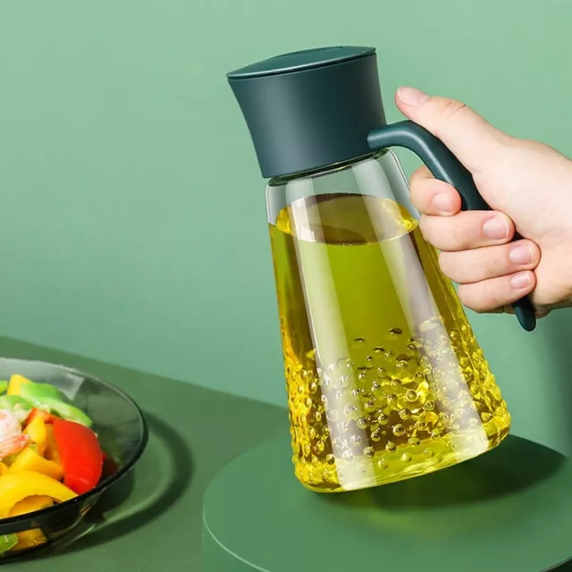 Olive Oil Dispenser Bottle Leakproof Glass Oil Container With Non-Slip  Handle Automatic Cap And Stopper Oil Dispenser Bottle For Kitchen 630ML