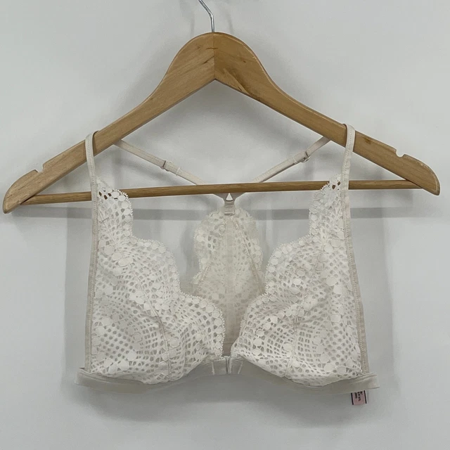 Victoria's Secret Bra Women's Medium White Bralette Floral Lace Fairy Retro 90s