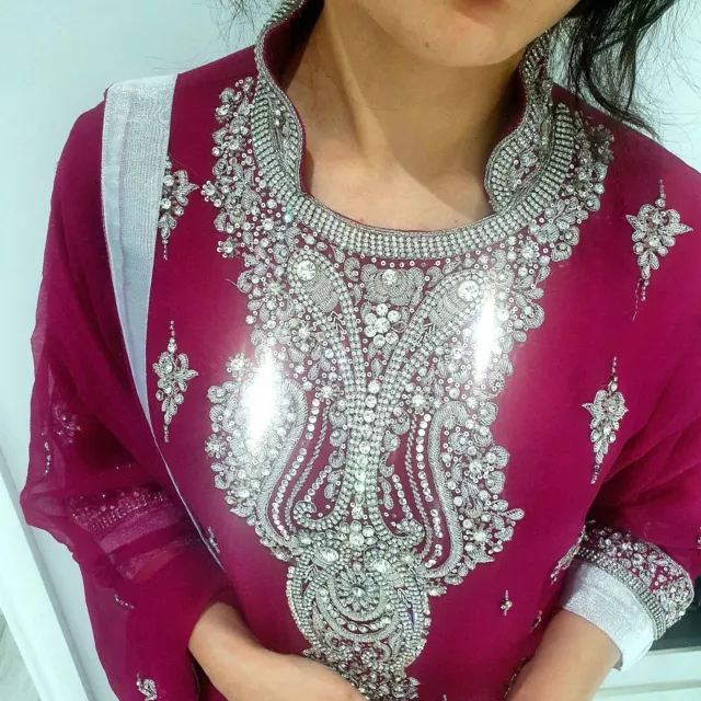 Robe de fête de mariage brodée or asiatique indien pakistanais neuve - Shalwar Kameez