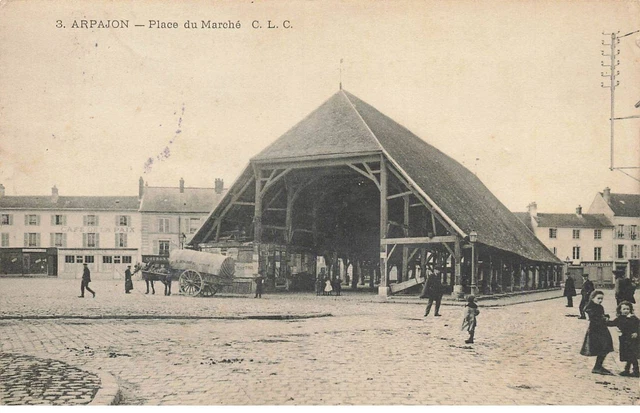 91 Arpajon Ai#Dc730 La Place Du March Harness Horse Cart