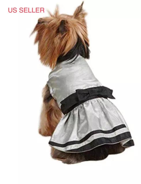 Polyester New Years Holiday Shimmer Dog Dress, Size Small / Medium Color Silver