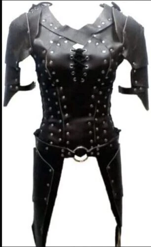Medieval Leather Woman leather armor Black leather armor Costume LARP gift item