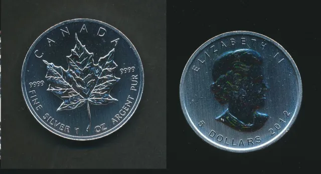 Canada: 2012 $5 1oz 9999 Silver - Maple Leaf Coin UNC  (nice coin, crappy scan)