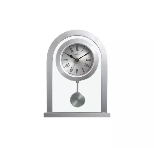 Acctim Clocks Silver Finish Quartz Battery Mantle Clock with Pendulum 36757