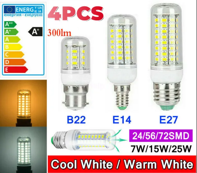 🔥4X LED Corn Bulb B22 E27 E14 7W 12W 15W 20W 25W 5730SMD Globe Lamp Spot Light