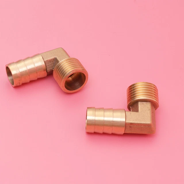 2 STÜCKE 90 Grad Fast Plug Elbow Barb Fitting Wasser Rohrverbinder (Golden)
