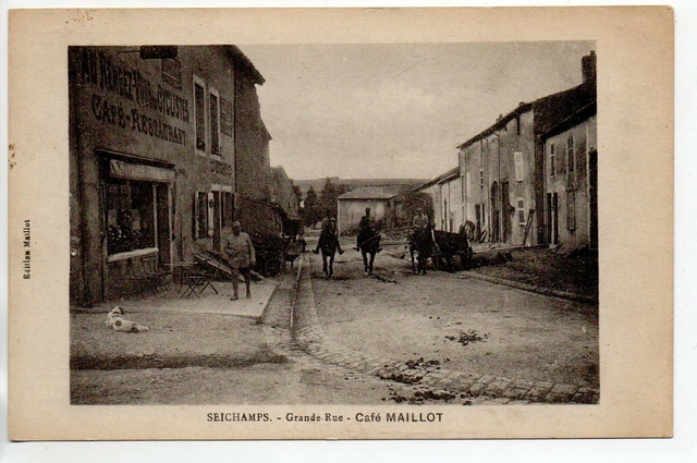 SEICHAMPS - Meurthe et Moselle - CPA 54 - la grande rue - café Maillot