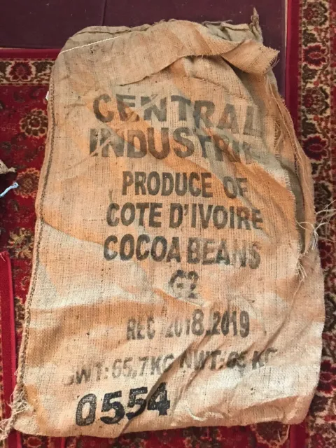 Cote D'Ivoire "Central Industrie Cocoa Beans" Burlap Bean Bag