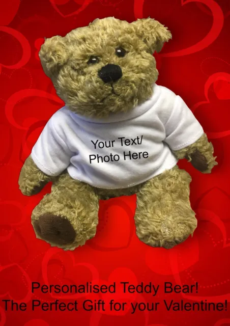 Valentine's Day Gift For Her Personalised Custom Teddy Bear Any Text Photo Logo