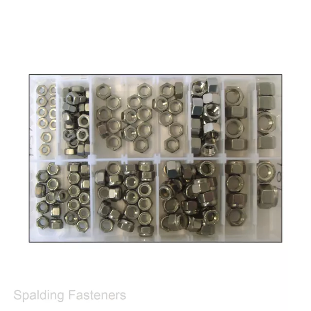 Assorted A2 Stainless Steel UNF Hexagon Full Nuts & Nyloc Locking Nuts