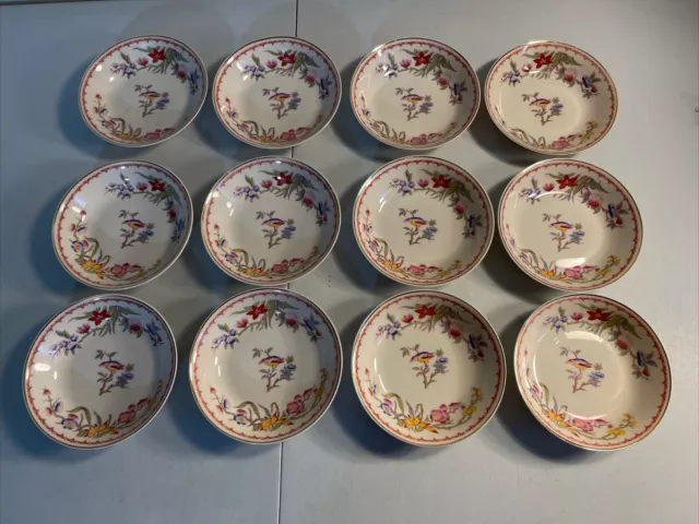 Old Ivory Syracuse China OPCO Flowers Bird Bombay 5" Fruit Berry Bowls Set of 12