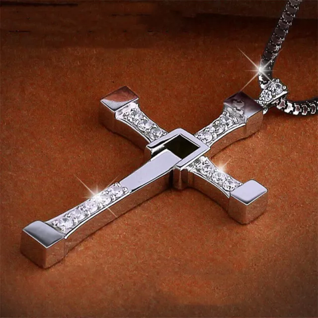 NAIKLY Fast & Furious Necklace Dominic Toretto Rhinestone Cross Chain Pendant  Necklaces Mens Fashion Jewelry (Color : Silver) : Amazon.ca