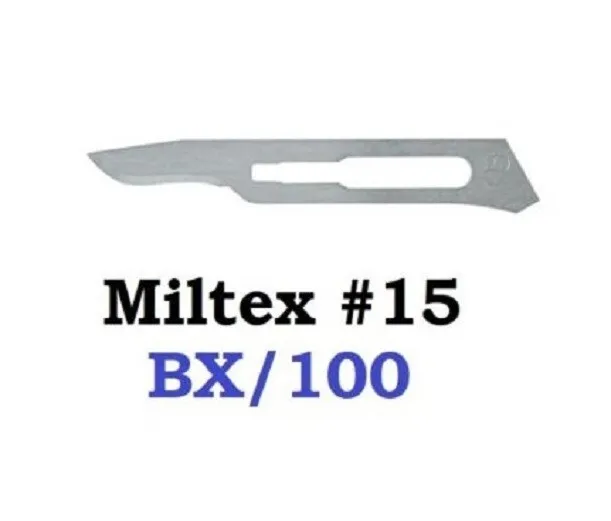 ~INTEGRA MILTEX 4-115 #15 CARBON STEEL Surgical Blades 100/BX Sterile~