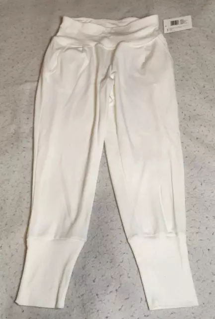 Jockey Womens Jogger Pants Size S White Pull-On Mid Rise Tapered Leg NWT $35