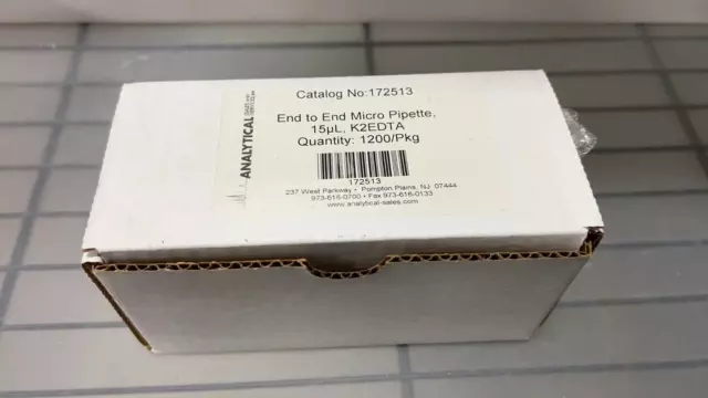 Analytical Sales 172513 End to End Micro Pipette, 15µL, K2EDTA, 1200 units