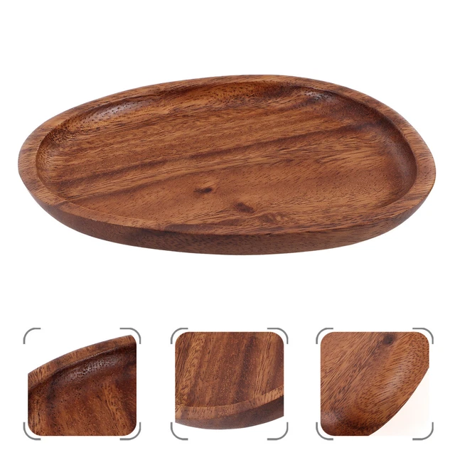 Plateau Bois Noyer Noir 24x15cm - Multifonction, Décoration élégante, Pour Thé, Fruits, Coiffeuse, Salon