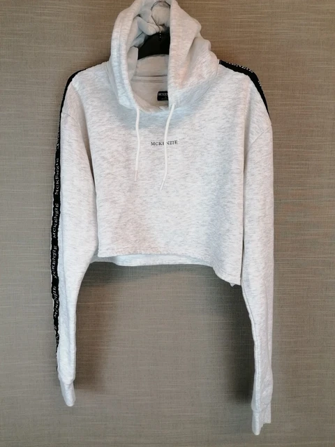 Mckenzie Light Grey Cropped Hoodie Size 1X Jumper Long Sleeve