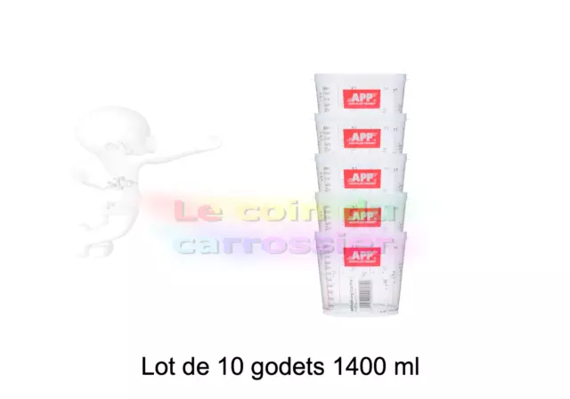 10 Godets de mélange 1400ml, peinture, auto, carrosserie, (PPE01)