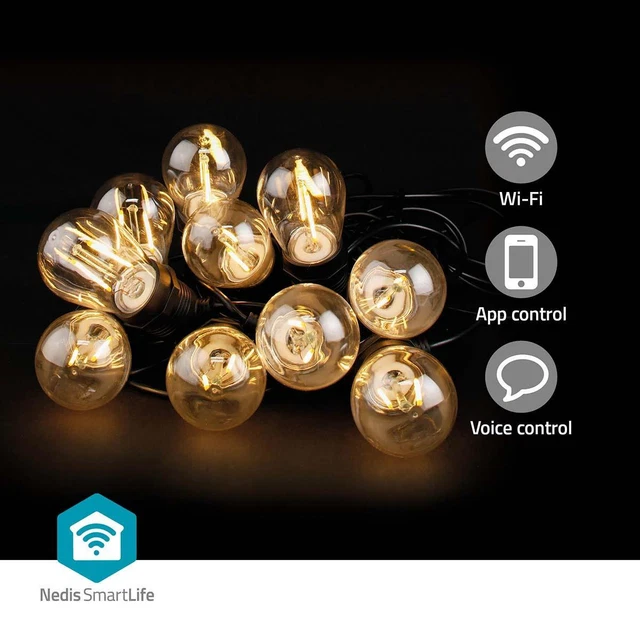 SmartLife Dekorative LED Party-Lichter Wi-Fi Warmweiss 10 LED's 9.00 m Android /