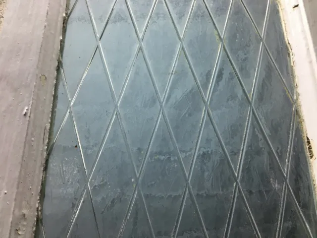 Pair Antique Raised Diamond Pattern Glass 12x92 Entryway Sidelights VTG 331-22B 5