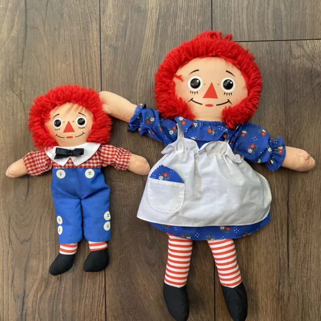 Playskool 18” Raggedy Ann & 12” Andy dolls 1987