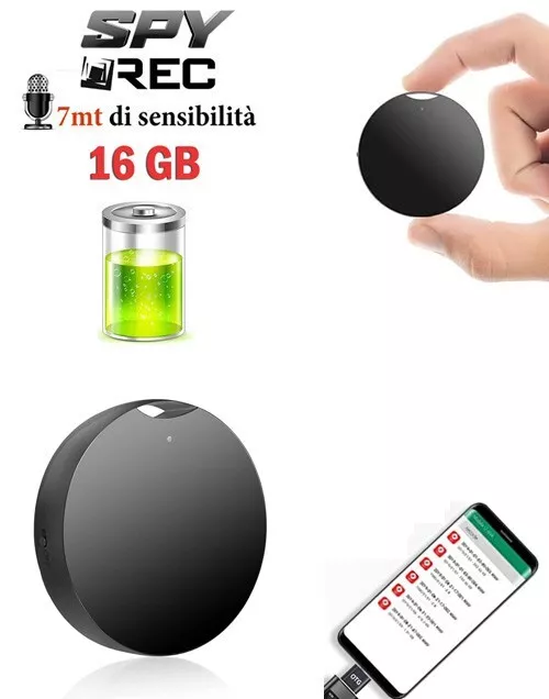 Micro Registratore Audio Spia Attivazione Vocale 16 Gb Spy Mini Ambientale Usb